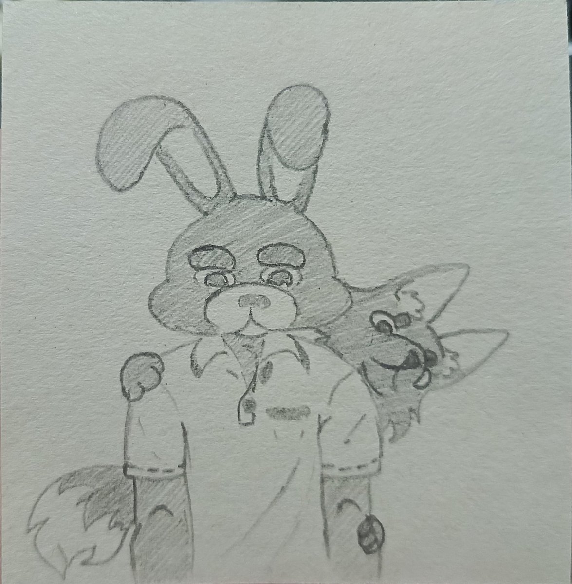 Мы с братом. #Почеркушки_на_работе #Рисунок #Заяц #Лис — BonniAnimatronik · Стрекоза